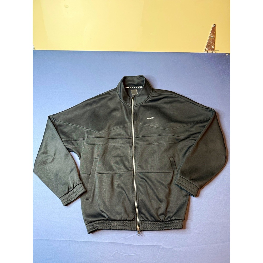 SUPRA Men's Black Full-Zip Track Jacket Size M Polyester Knit Stand-Up